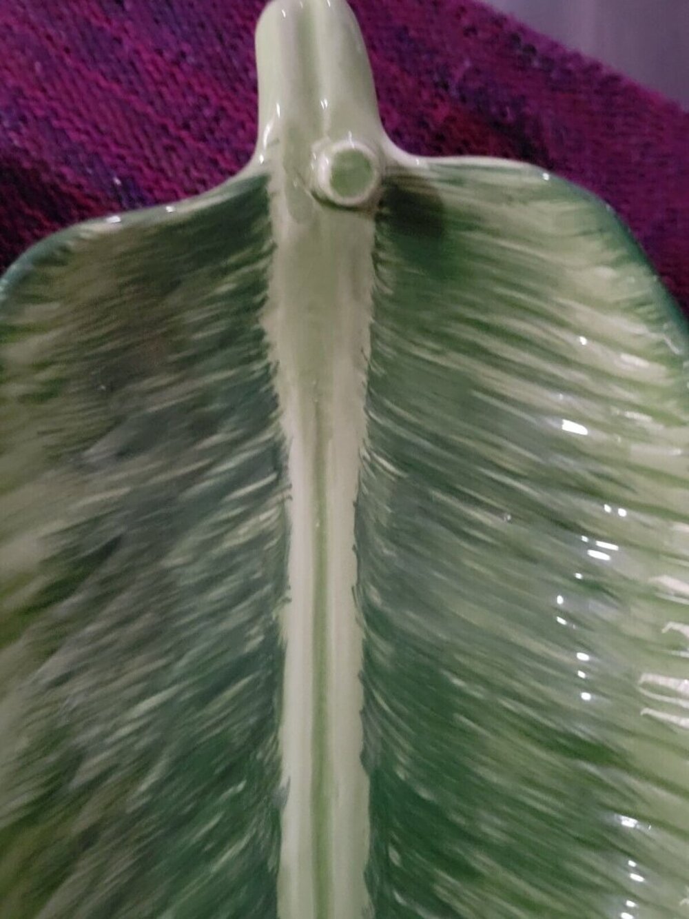Lotus 2000 Green Ceramic Palm Banana Leaf Removable Frog Dish Tray Decor 10x5in - Picture 4 of 7